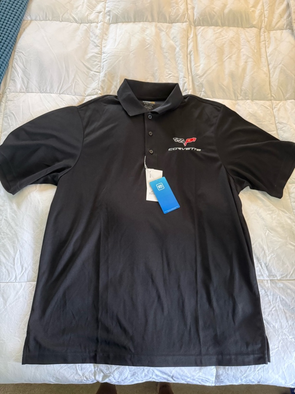 Men's Corvette Black Polo with Embroidered Crest